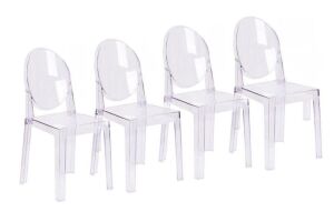 Set of 4 Clear Plastic Dining Chairs