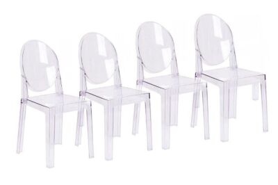 Set of 4 Clear Plastic Dining Chairs