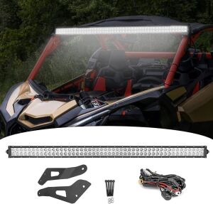 DaSen LED Light Bar Mounting Bracket Wiring Kit 50" 288W High Power Off-Road Double Row Straight LED W/Upper Roof Mounting Compatible with 2017-2022 Can-am Maverick X3 & X3 Max DS RS MR Turbo R 