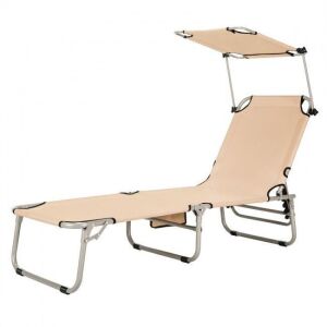 Adjustable Outdoor Recliner Chair with Canopy Shade 