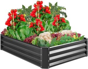 Outdoor Metal Raised Garden Bed for Vegetables, Flowers, Herbs