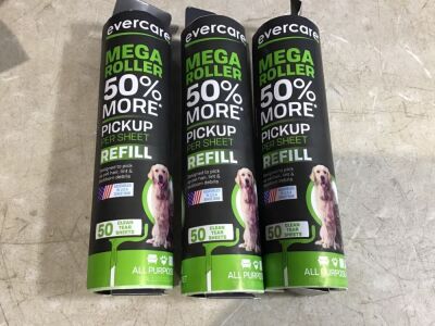 Case of (3) Evercare Mega Lint Roller Refill - 50 Layer - 22.22 sq ft