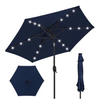 Outdoor Solar Patio Umbrella, 7.5ft, Navy