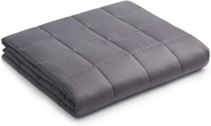 YnM Weighted Blanket — Heavy 100% Oeko-Tex Certified Cotton Material with Premium Glass Beads (Dark Grey, 60''x80'' 25lbs). NEW