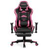 Pink/Black Massage Gaming Chair with Footrest