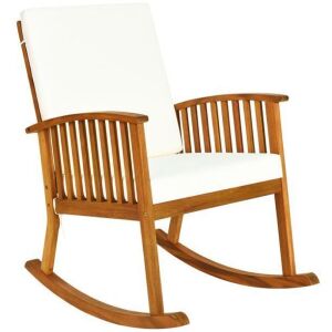 Acacia Wood Patio Rocking Chair w/ Cushion