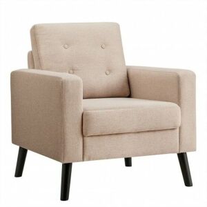 Modern Tufted Accent Chair w/ Rubber Wood Legs