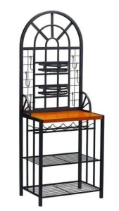 Bakers Rack for 5 Wine Bottles w/ Shelves &Hooks, Appears New, Retail 211.46