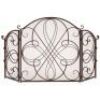 3-Panel Wrought Iron Metal Fireplace Screen Cover w/ Scroll Design - 55x33in