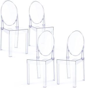 Clear Plastic Dining Chairs, Disassembled and Non-Stackable, Set of 4