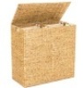 Extra Large Water Hyacinth Double Laundry Hamper Basket w/ 2 Liner Bags,NEW