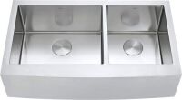 Zuhne Turin 33 in.&nbsp;60/40 Double Bowl Stainless Steel Farmhouse Kitchen Sink, 16-Gauge&nbsp;