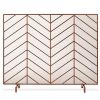 Single Panel Iron Chevron Fireplace Screen w/ Antique Finish - 38x31in