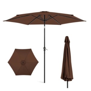 Outdoor Steel Market Patio Umbrella, 10ft, Brown