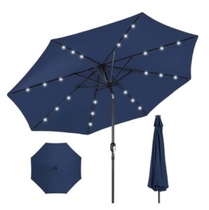 Solar LED Lighted Patio Umbrella, 10ft, Navy