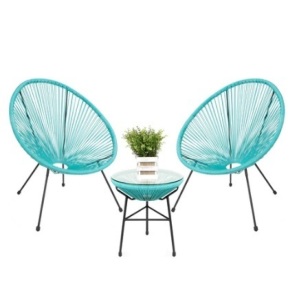 3-Piece All-Weather Patio Acapulco Bistro Set, Light Blue