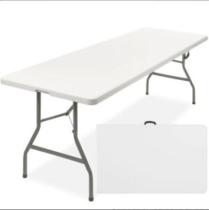 8ft Portable Folding Plastic Dining Table w/ Handle, Lock