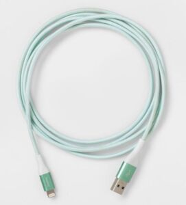 Case of (12) heyday 6' Lightning to USB-A Braided Cable, Teal/White 