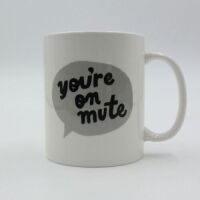 Case of (6)&nbsp;Stoneware Coffee Tea Mugs "You're On Mute"