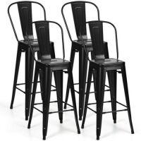 30" High Back Metal Industrial Bar Stools, Set of 4&nbsp;