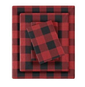 Case of (3) King Holiday Patterned Flannel Sheet Set Red Buffalo Check