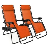 Set of 2 Adjustable Zero Gravity Patio Chair Recliners w/ Cup Holders,APPEARS NEW&nbsp;