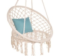 Cotton Macrame Hammock Hanging Chair Swing, Handwoven w/ Backrest,E-COMMERCE RETURN
