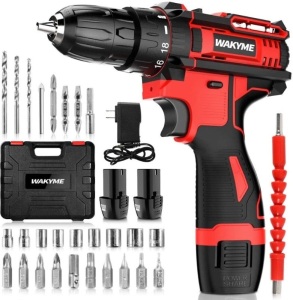 Wakyme Cordless Drill Set, Powers Up, E-Commerce Return, Retail 39.99