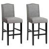 Gray 30" Upholstered Kitchen Nailhead Bar Chairs, Set of 2 