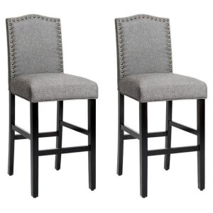 Gray 30" Upholstered Kitchen Nailhead Bar Chairs, Set of 2 