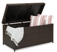 Indoor Outdoor Wicker Storage Box w/ Steel Frame, Lift-Up Top - 136 Gal,NEW