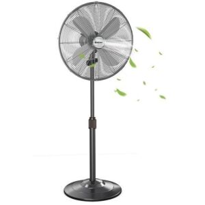 16'' Metal Oscillating Pedestal Fan 3 Wind Speed Height Adjust with 4 Blades Silver