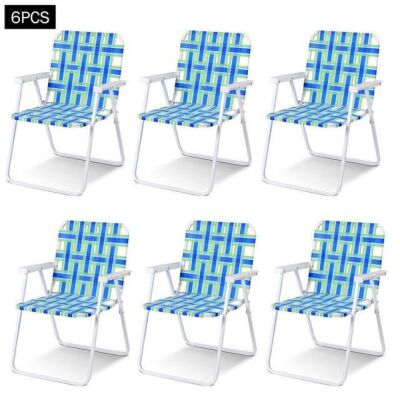 Set of 6 Outdoor Portable Webbed Folding Chairs