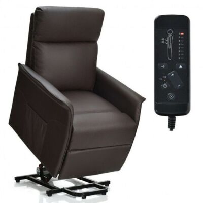 Electric Power Lift Recliner Chair with Remote Control-Coffee 