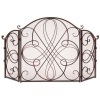 3-Panel Wrought Iron Metal Fireplace Screen Cover w/ Scroll Design - 55x33in