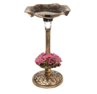 Solar Lighted Bird Bath w/ Planter, Appears New