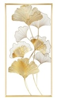 Home Metal Wall Decor, 39" X 20" Golden Ginkgo Leaf Wall Hanging Decor with Frame, Appears New/Box Damaged