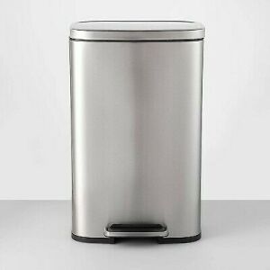 45L Rectangular Step Trash Can Silver