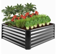 Outdoor Metal Raised Garden Bed for Vegetables, Flowers, Herbs - 4x4x1.5ft