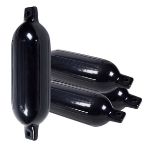 Lot of (4) Ribbed Marine 6.5" X 23" Boat Fender Vinyl Bumper-Black OP2561BK 