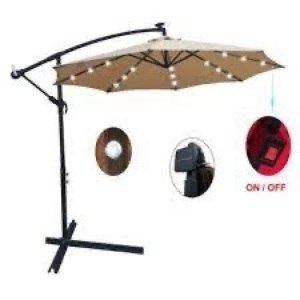 360-Degree Solar LED Cantilever Offset Patio Umbrella w/ Tilt - 10ft