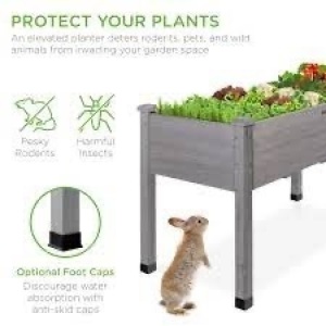 Raised Garden Bed, Elevated Wooden Planter Box w/ Foot Caps - 48x24x30in