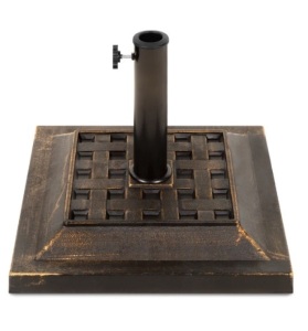 26lb Steel Square Patio Umbrella Base Stand, Basketweave Pattern, Appears New