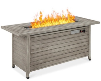 50,000 BTU Rectangular Propane Gas Fire Pit Table w/ Storage, Cover - 57in