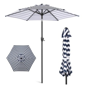 Outdoor Market Patio Umbrella w/ Push Button Tilt, Crank Lift - 7.5ft, Appears New
