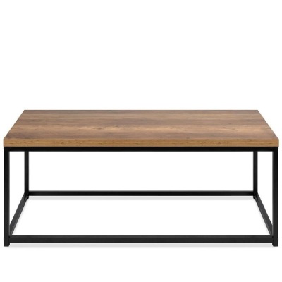 44in Modern Industrial Rectangular Wood Grain Coffee Table w/ Metal Frame 