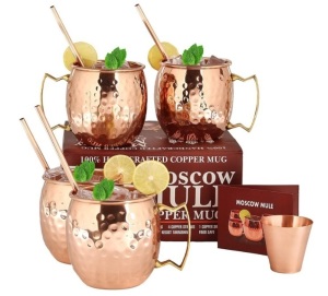 Moscow Mule Copper Mugs - Set of 4-100% Pure Solid Copper Mugs, Appears New, Retail - $49.99