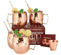 Moscow Mule Copper Mugs - Set of 4-100% Pure Solid Copper Mugs, Appears New, Retail - $49.99