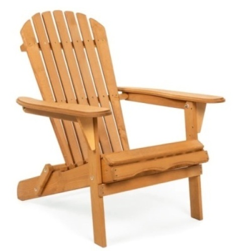 Folding Wooden Adirondack Chair Accent Furniture w/ Natural Finish - Brown, Appears New