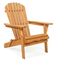 Folding Wooden Adirondack Chair Accent Furniture w/ Natural Finish - Brown, Appears New